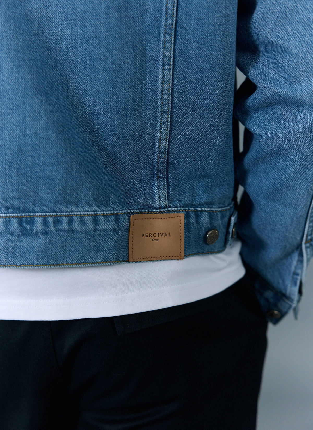 Men's Denim Trucker Jacket - Light Wash Blue | Percival Signature