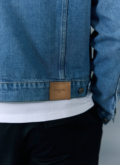 Men's Denim Trucker Jacket - Light Wash Blue | Percival Signature