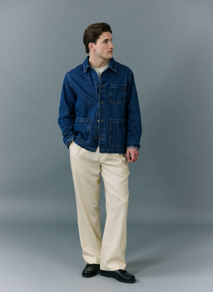 Men's Chore Jacket - Denim - Mid Wash Blue | Percival Special Offer