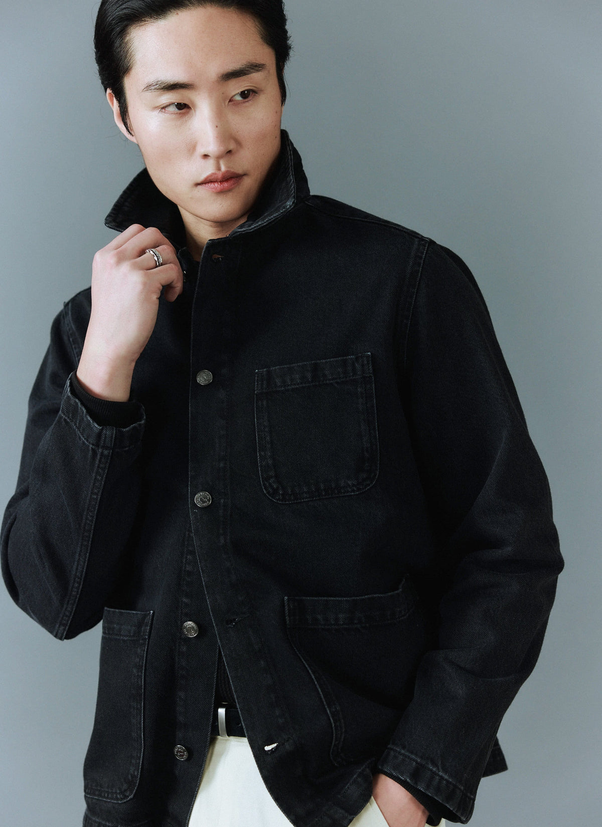 Men's Chore Jacket - Denim - Dark Indigo Blue | Percival Latest