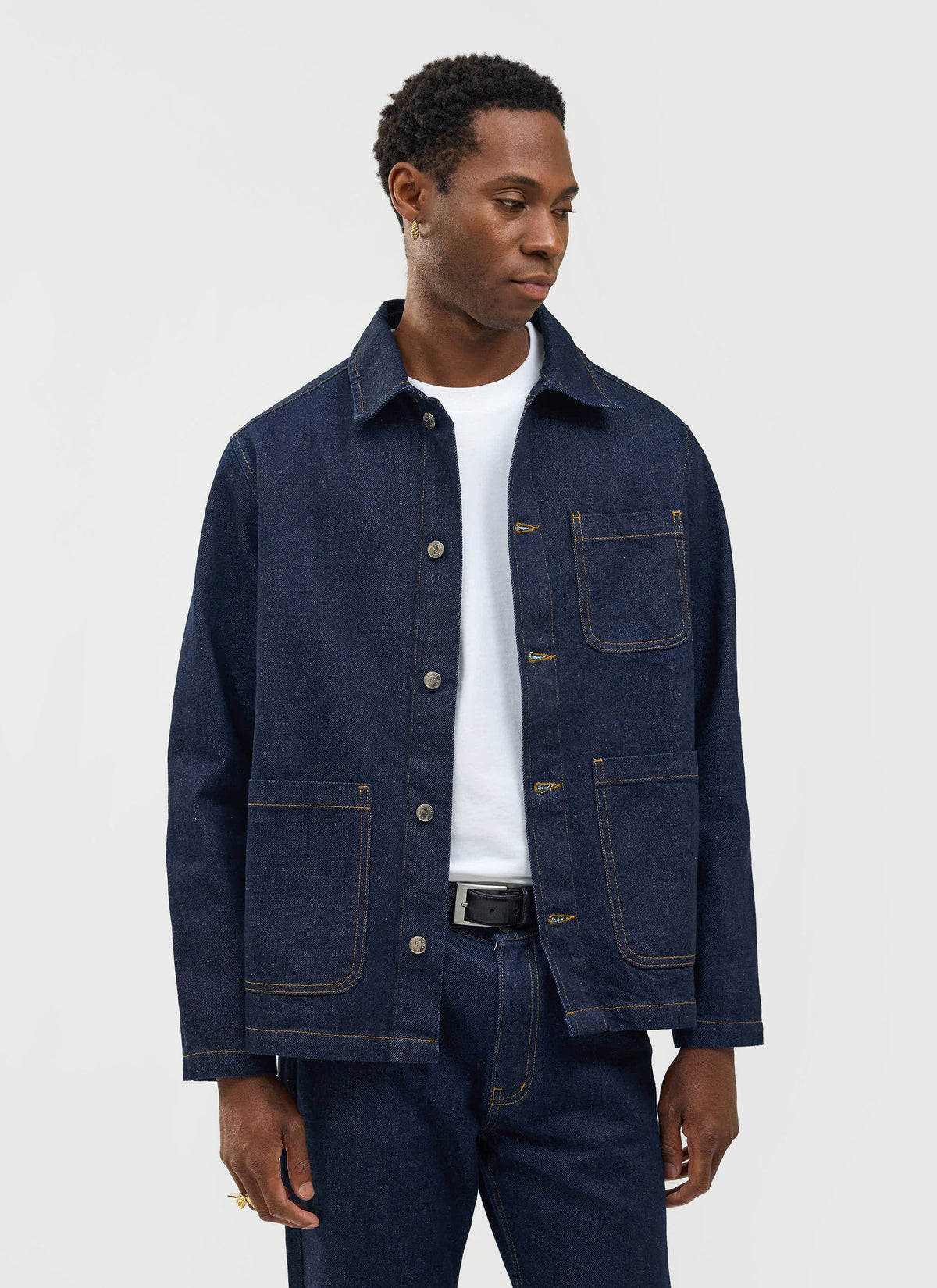 Men's Chore Jacket - Denim - Dark Indigo Blue | Percival Sale