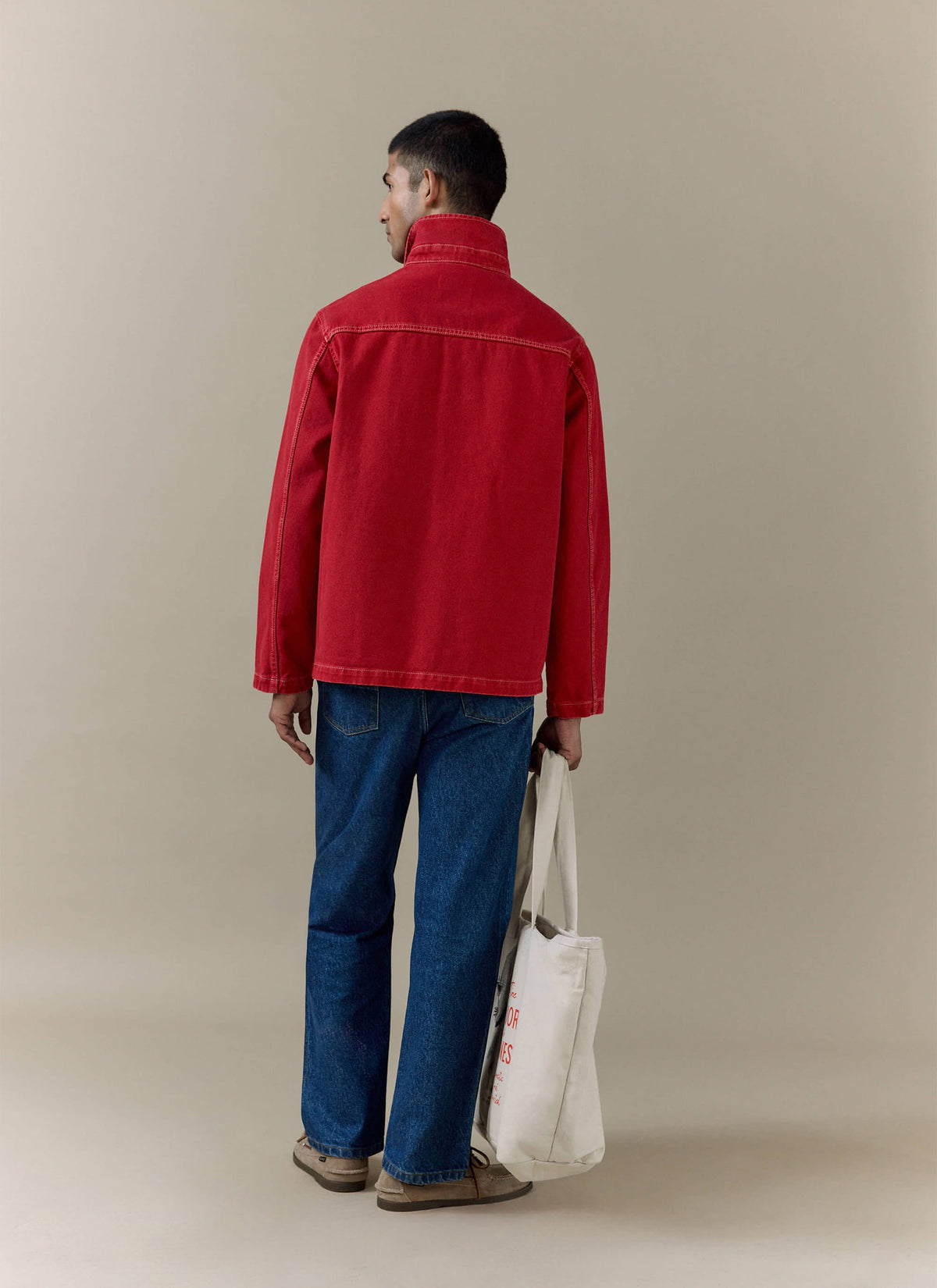 Men's Chore Jacket - Denim - Red | Percival Top Pick