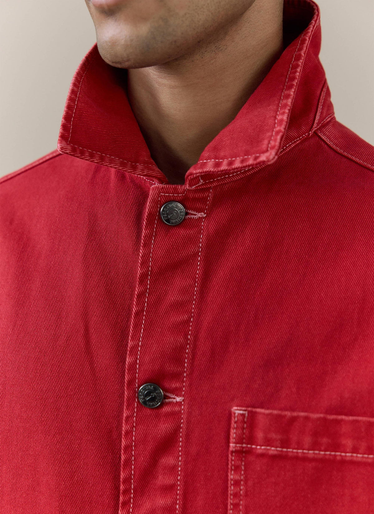 Men's Chore Jacket - Denim - Red | Percival Top Pick