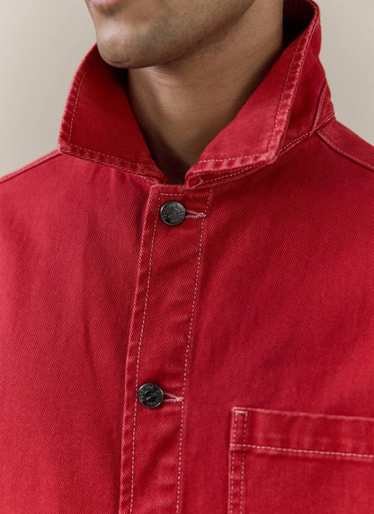 Men's Chore Jacket - Denim - Red | Percival Top Pick