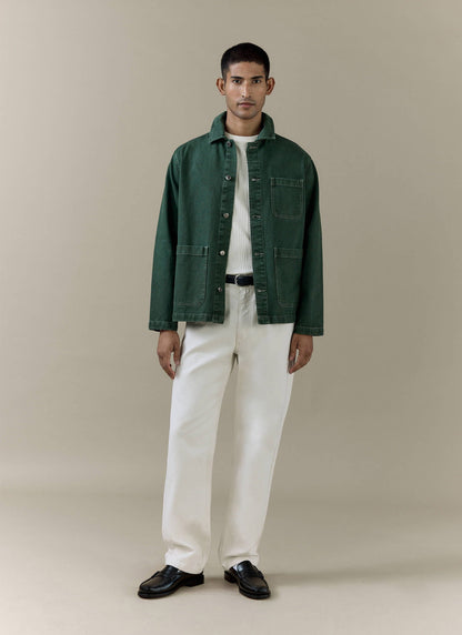 Men's Chore Jacket - Denim - Green | Percival Premium