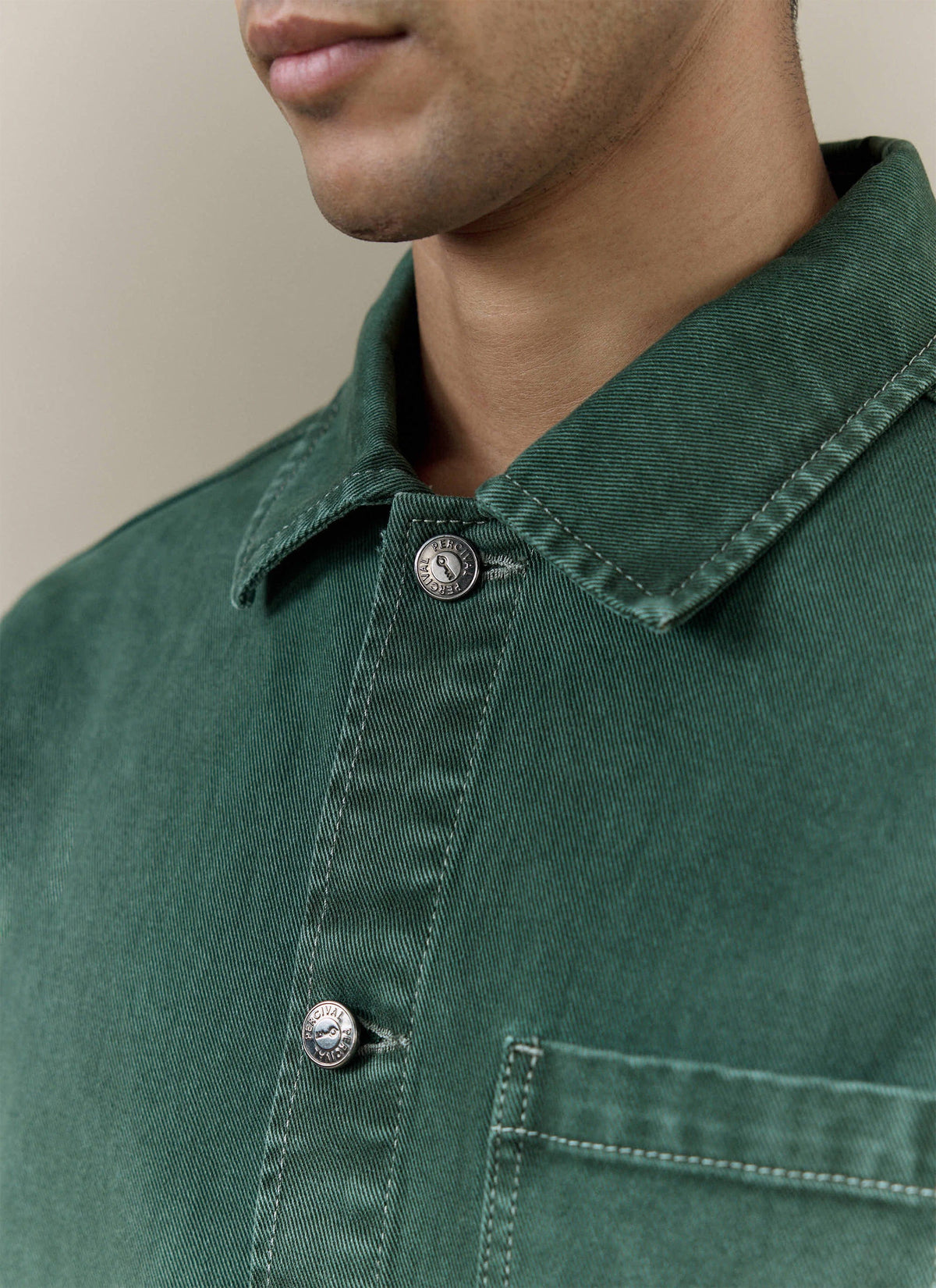 Men's Chore Jacket - Denim - Green | Percival Premium