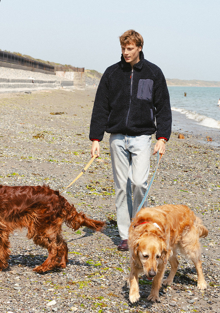 Men's Wool Fleece Jacket - Navy Blue | Percival Discount