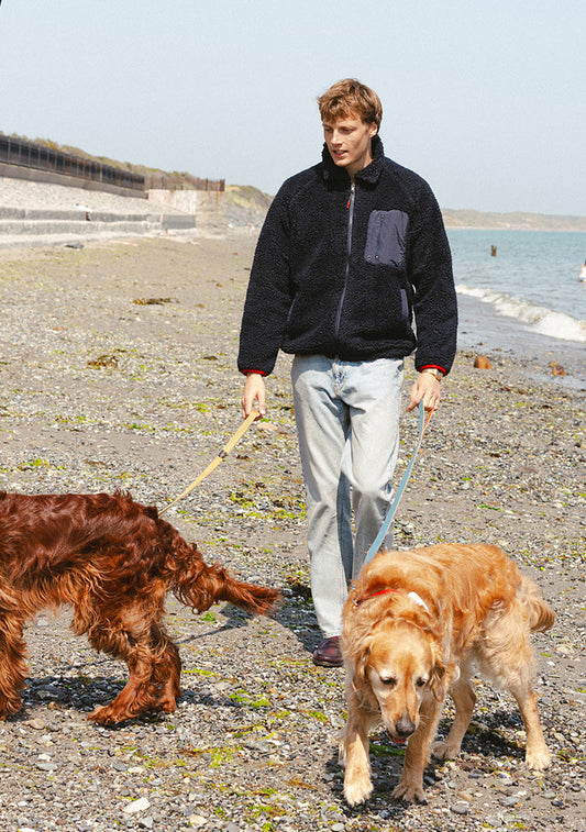 Men's Wool Fleece Jacket - Navy Blue | Percival Discount