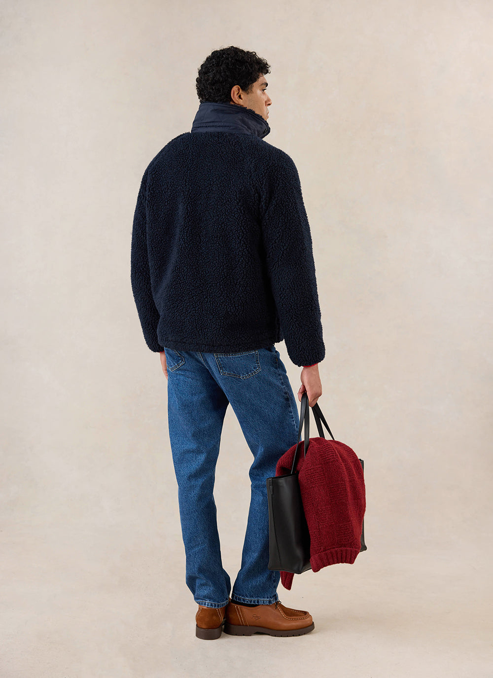 Men's Wool Fleece Jacket - Navy Blue | Percival Discount