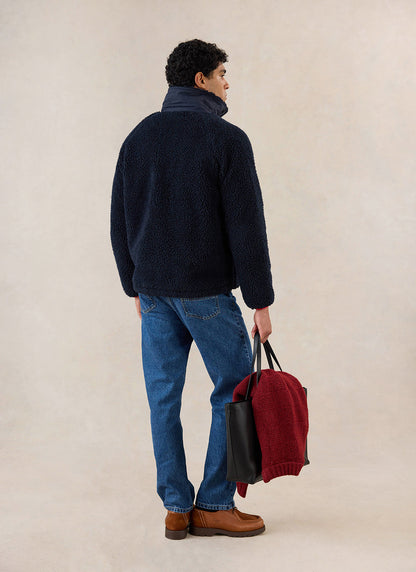 Men's Wool Fleece Jacket - Navy Blue | Percival Discount