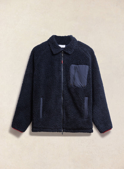 Men's Wool Fleece Jacket - Navy Blue | Percival Discount