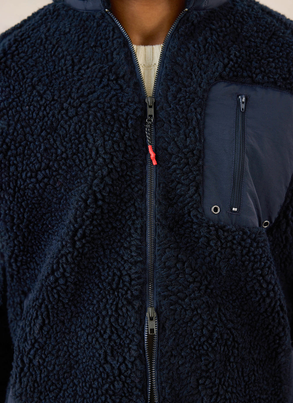 Men's Wool Fleece Jacket - Navy Blue | Percival Discount
