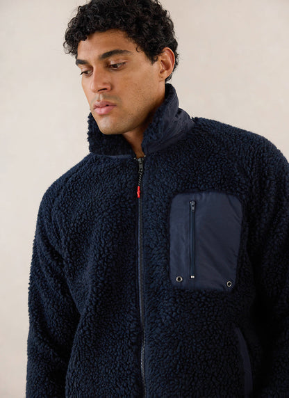 Men's Wool Fleece Jacket - Navy Blue | Percival Discount