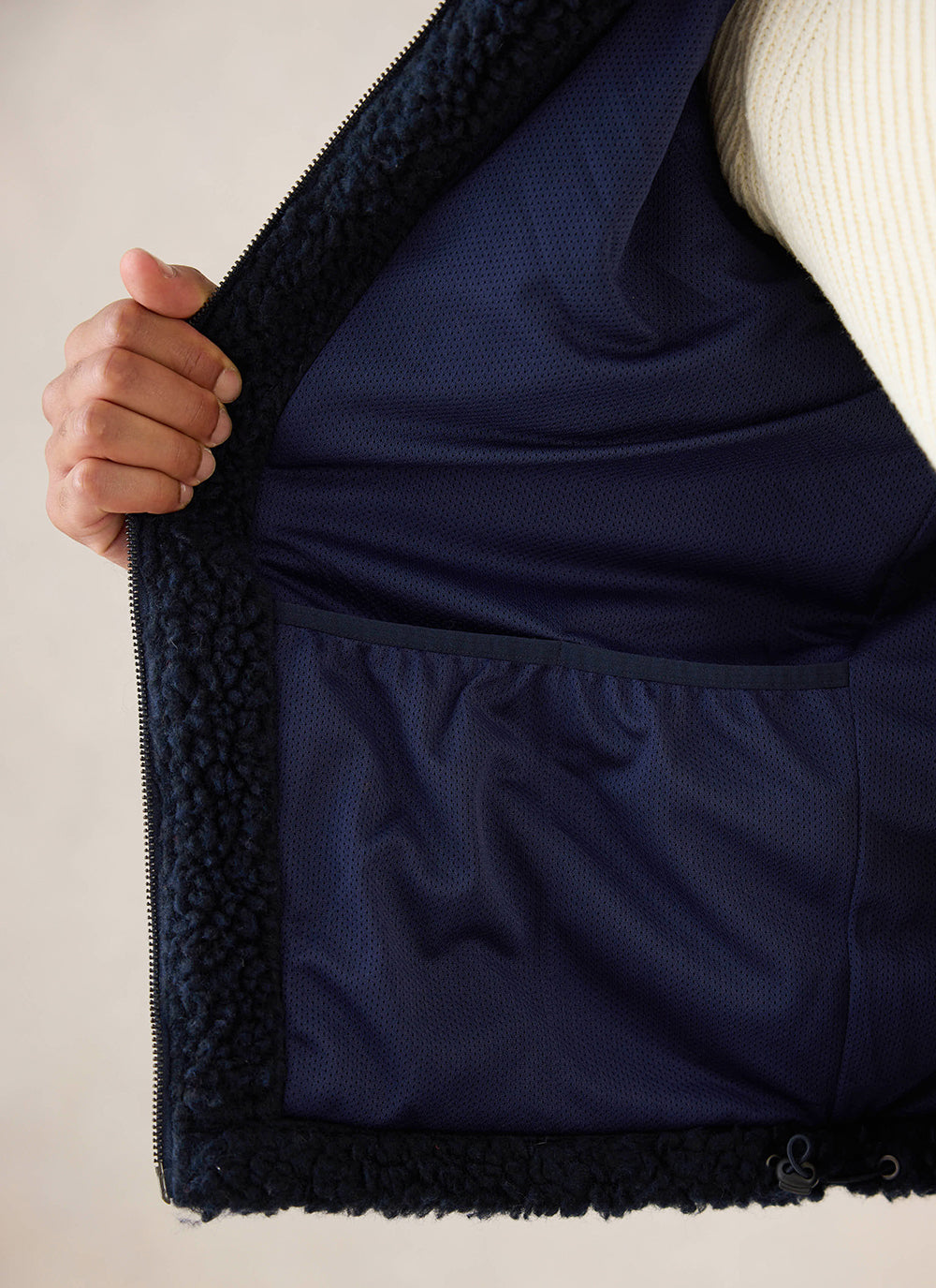 Men's Wool Fleece Jacket - Navy Blue | Percival Discount