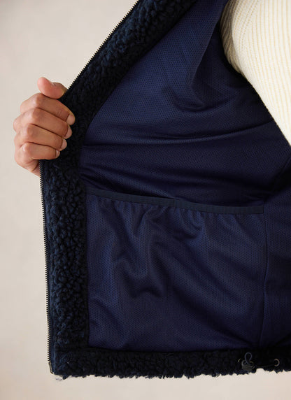 Men's Wool Fleece Jacket - Navy Blue | Percival Discount