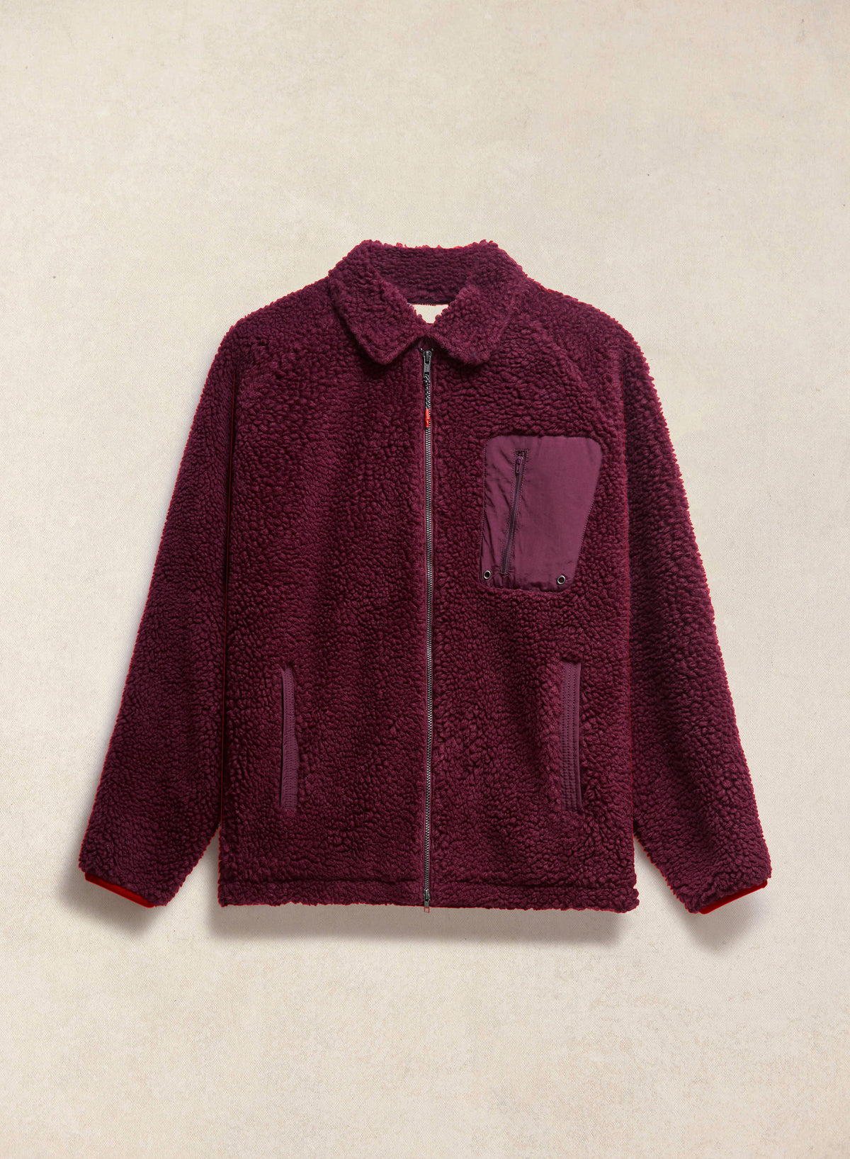 Men's Wool Fleece Jacket - Burgundy | Percival Quality
