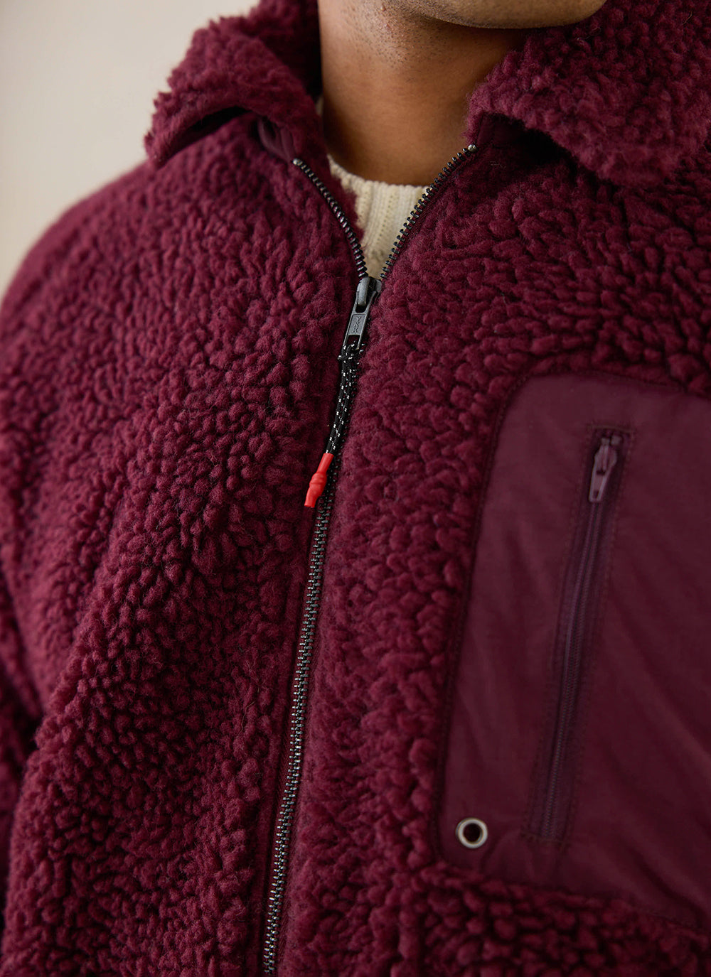 Men's Wool Fleece Jacket - Burgundy | Percival Quality