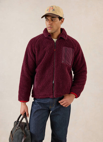 Men's Wool Fleece Jacket - Burgundy | Percival Quality