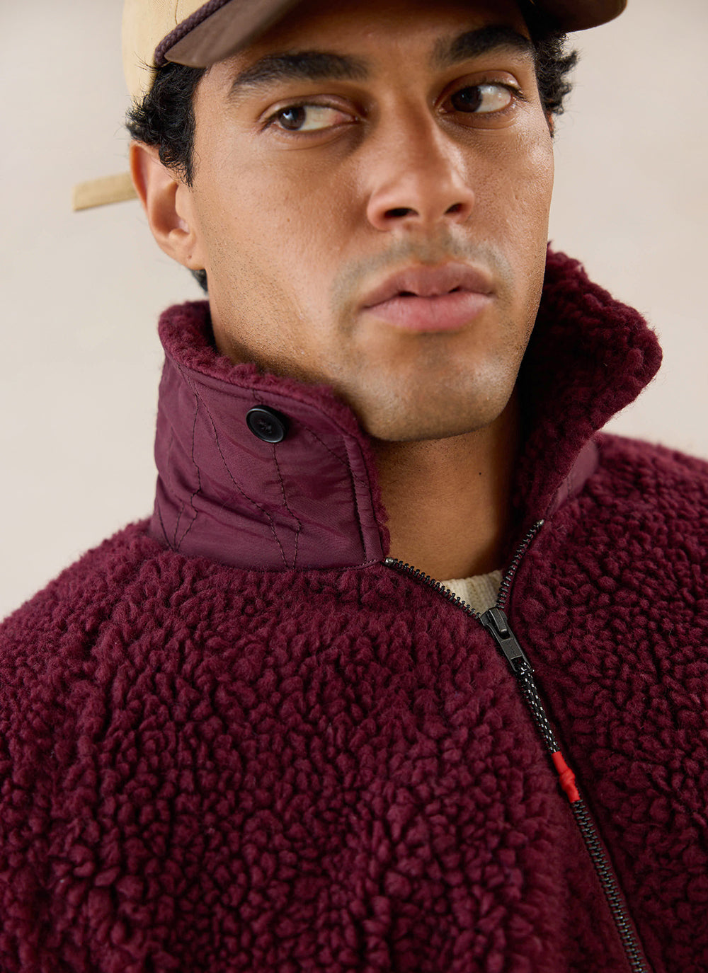 Men's Wool Fleece Jacket - Burgundy | Percival Quality