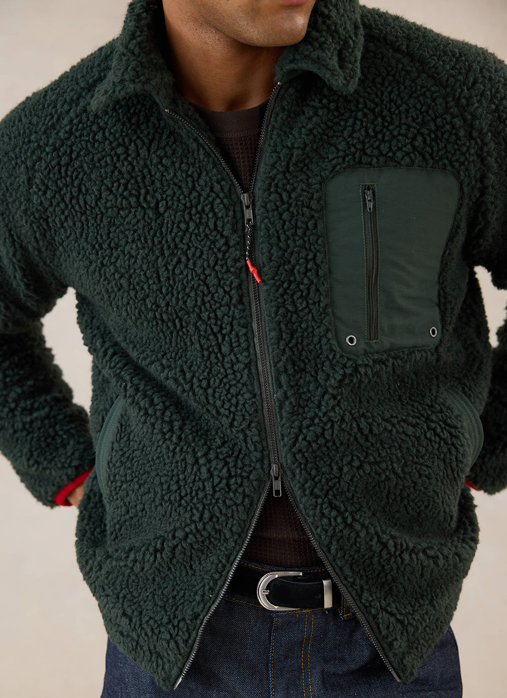 Men's Wool Fleece Jacket - Forest Green | Percival Trusted