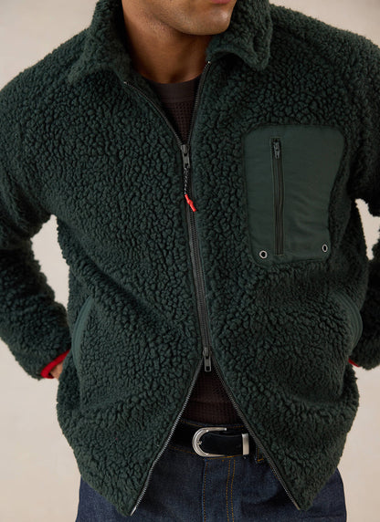 Men's Wool Fleece Jacket - Forest Green | Percival Trusted
