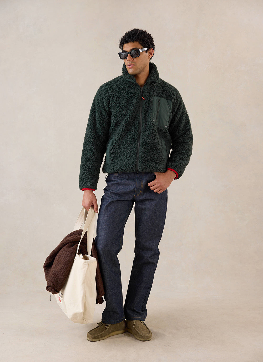 Men's Wool Fleece Jacket - Forest Green | Percival Trusted