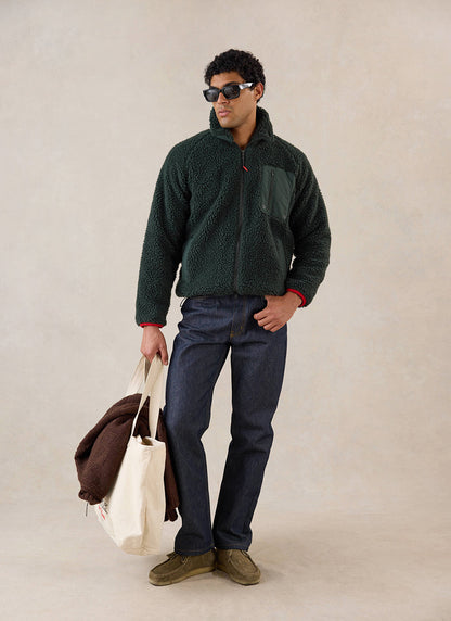 Men's Wool Fleece Jacket - Forest Green | Percival Trusted