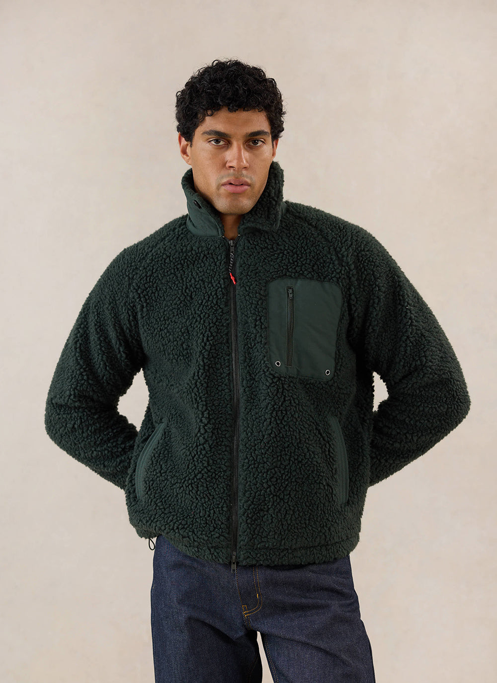 Men's Wool Fleece Jacket - Forest Green | Percival Trusted