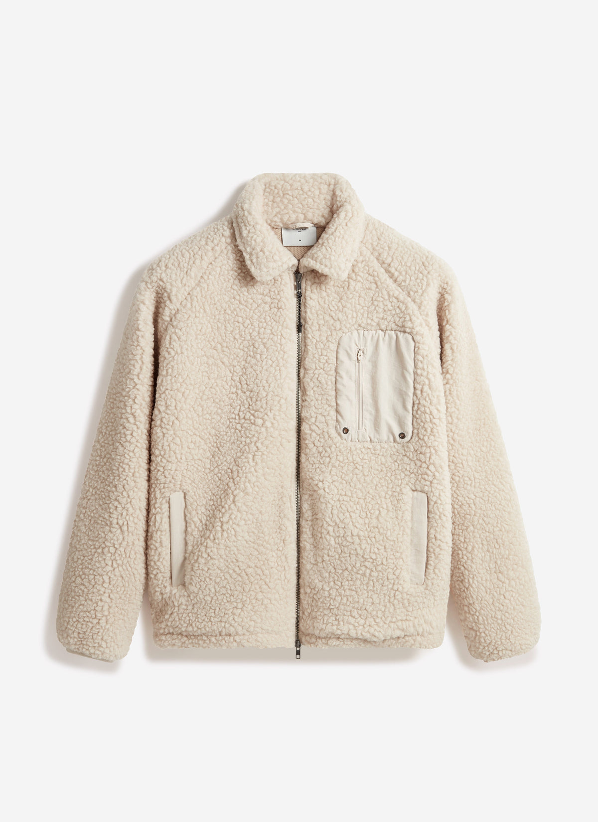 Men’s Full Zip Fleece Jacket - Wool - Ecru Cream | Percival Everyday