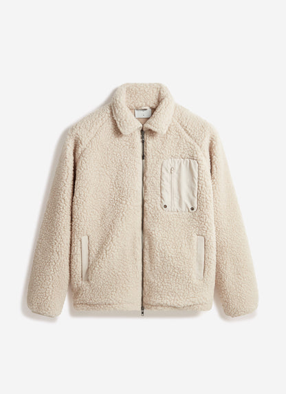 Men’s Full Zip Fleece Jacket - Wool - Ecru Cream | Percival Everyday