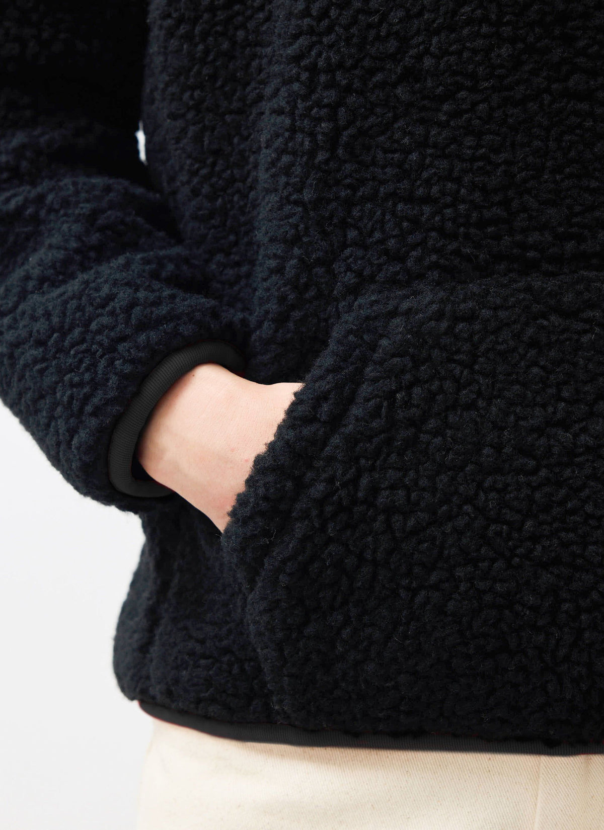 Men’s Fleece Jacket - Quarter Zip Pullover - Wool - Black | Percival Signature