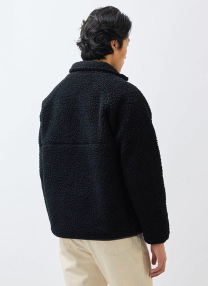 Men’s Fleece Jacket - Quarter Zip Pullover - Wool - Black | Percival Signature