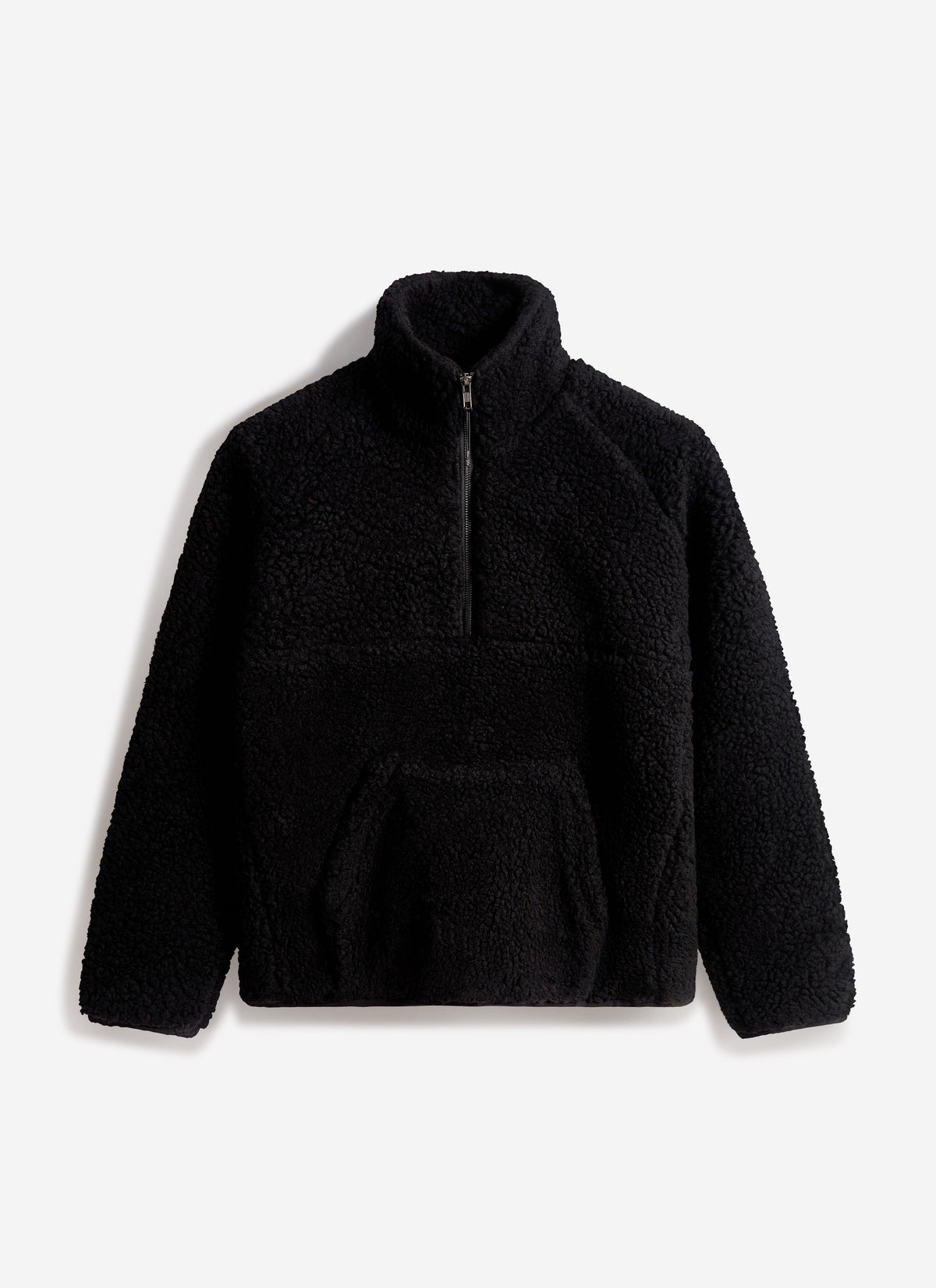 Men’s Fleece Jacket - Quarter Zip Pullover - Wool - Black | Percival Signature