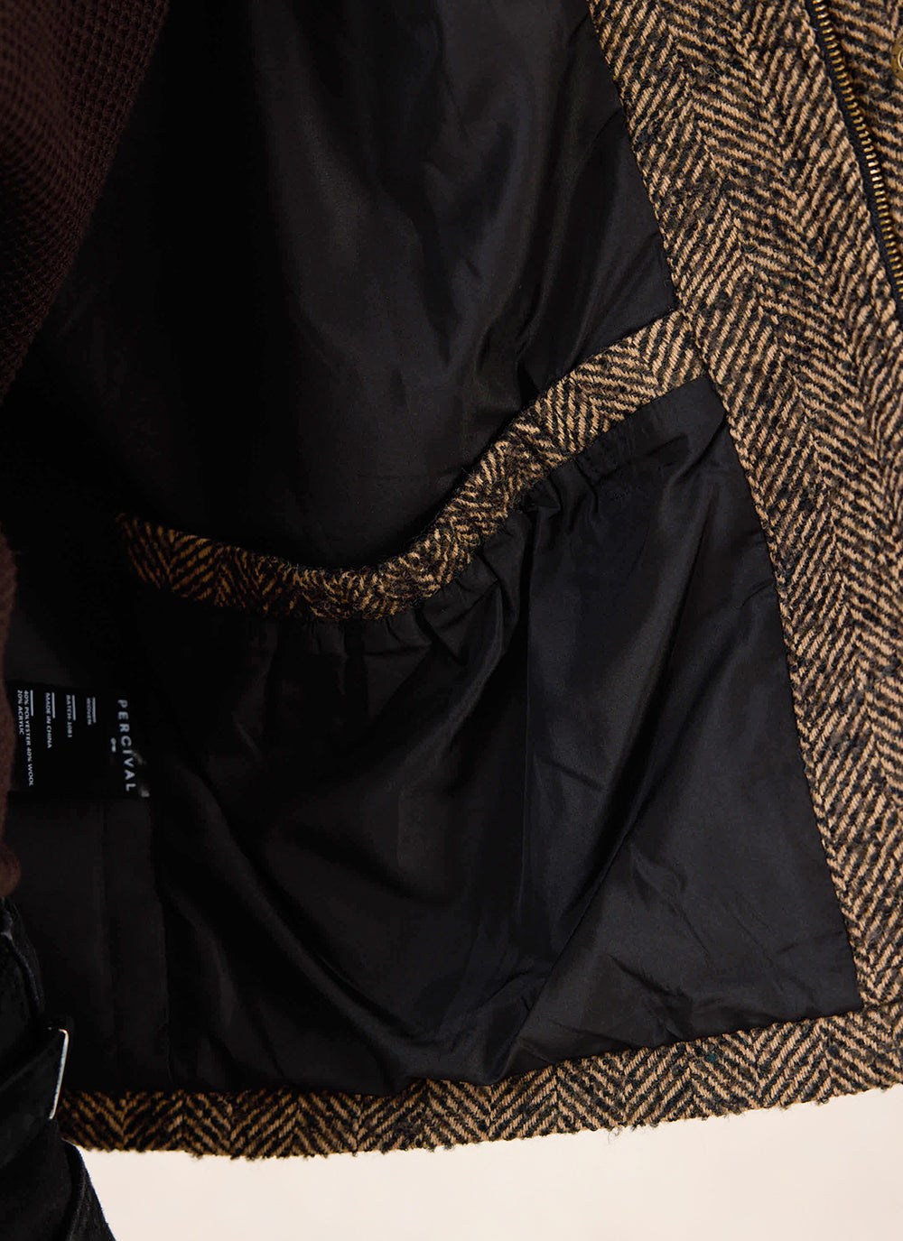 Men's Cropped Jacket - Herringbone Wool - Brown - Percival | Percival Smart Buy