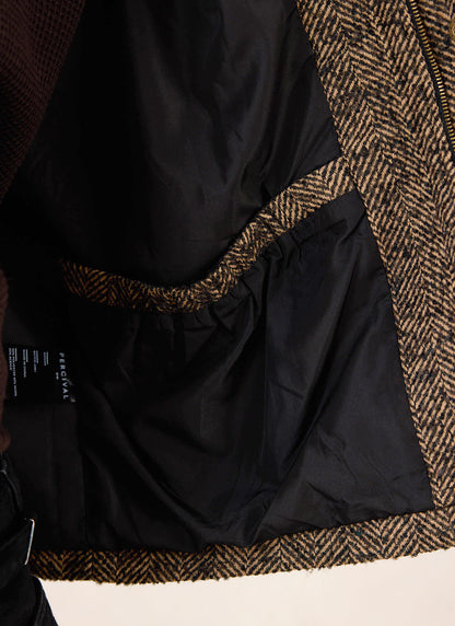 Men's Cropped Jacket - Herringbone Wool - Brown - Percival | Percival Smart Buy