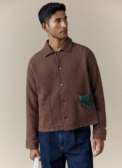 Men's Sorrento Overshirt Jacket - Linen - Brown | Percival Popular