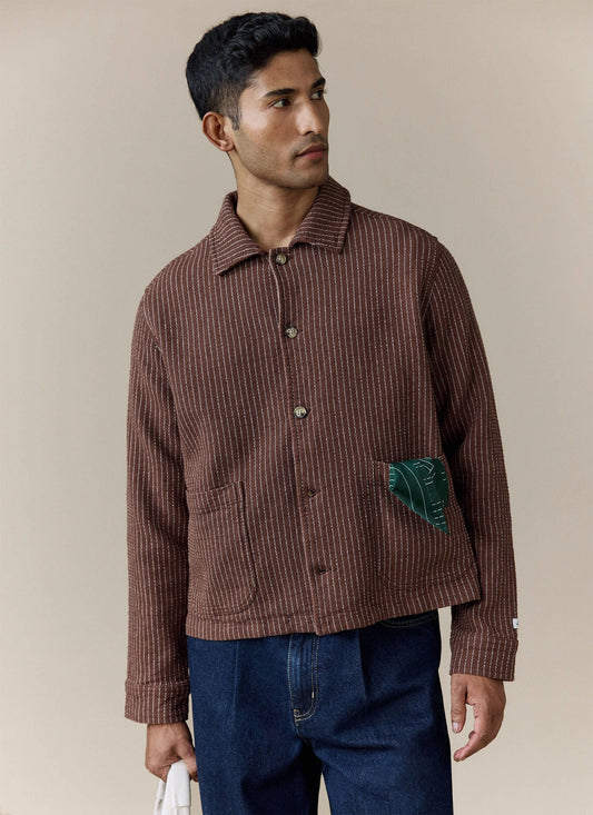 Men's Sorrento Overshirt Jacket - Linen - Brown | Percival Popular