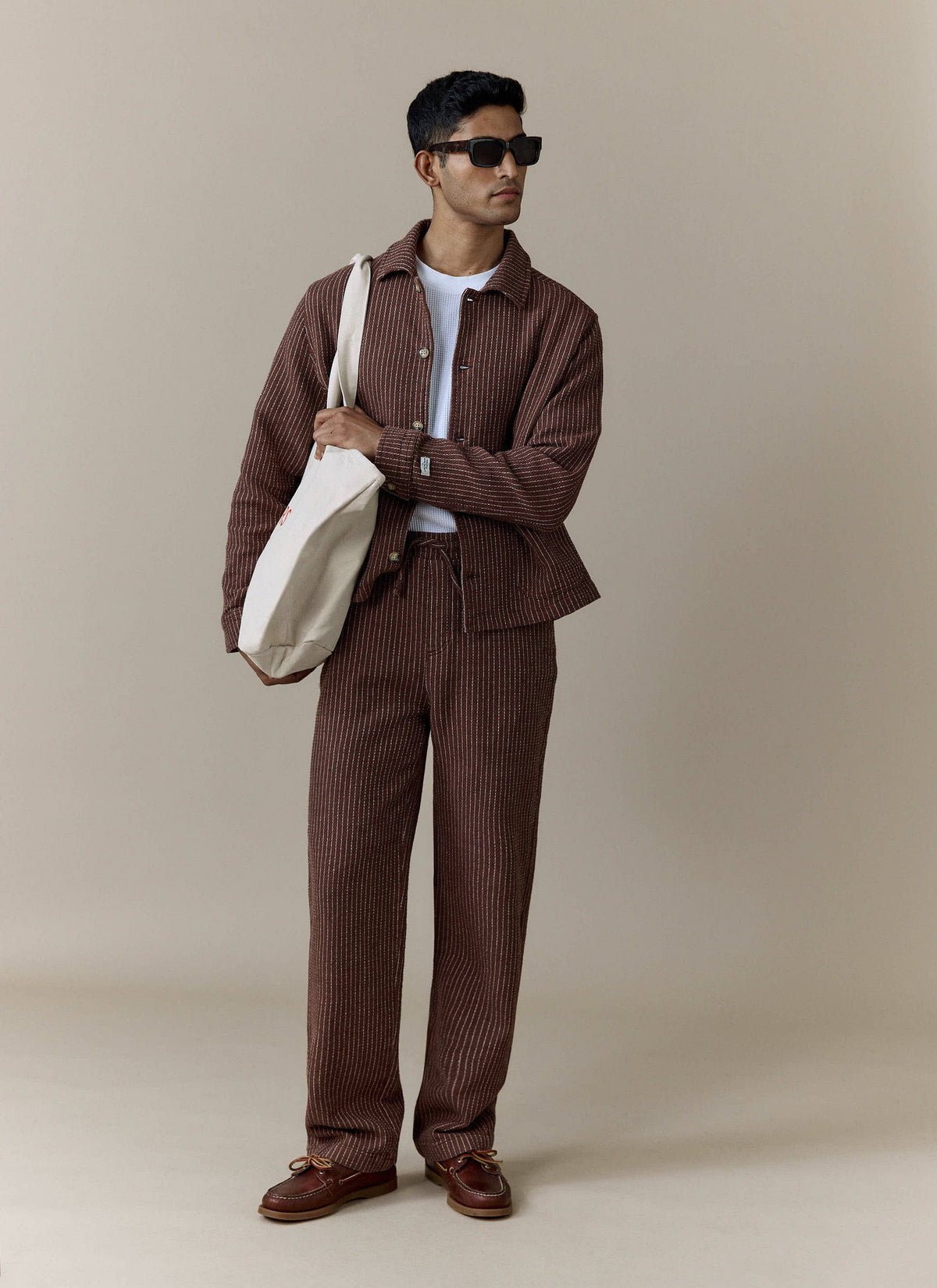Men's Sorrento Overshirt Jacket - Linen - Brown | Percival Popular