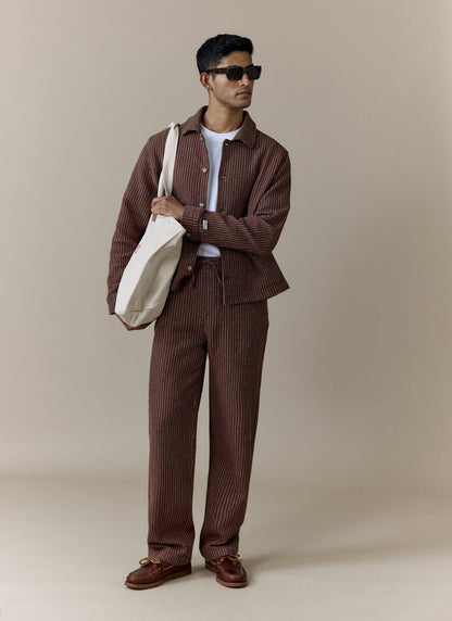 Men's Sorrento Overshirt Jacket - Linen - Brown | Percival Popular