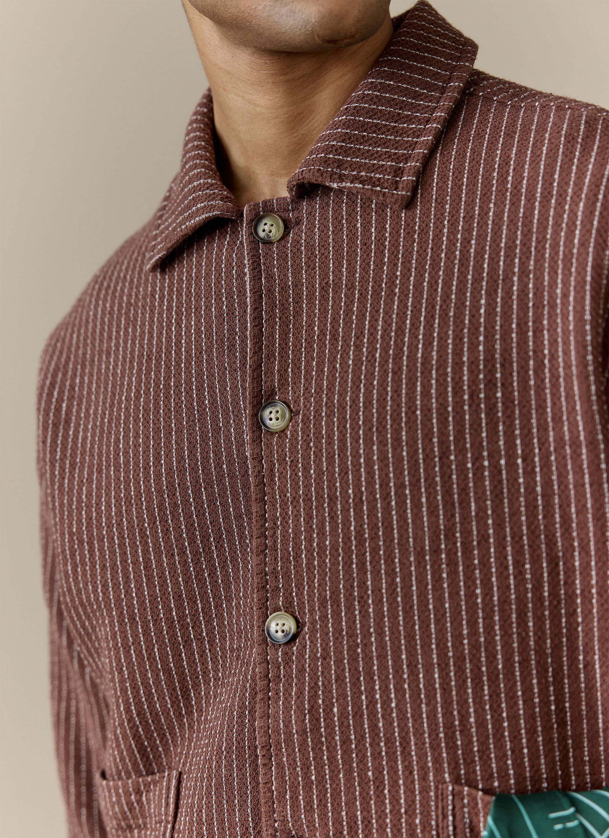 Men's Sorrento Overshirt Jacket - Linen - Brown | Percival Popular