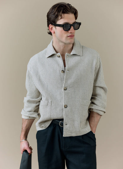 Men's Sorrento Overshirt Jacket - Linen - Cream | Percival Hot Sale
