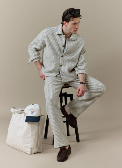 Men's Sorrento Overshirt Jacket - Linen - Cream | Percival Hot Sale