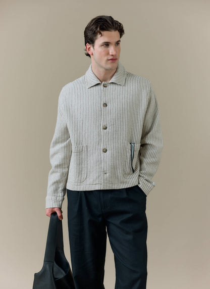 Men's Sorrento Overshirt Jacket - Linen - Cream | Percival Hot Sale