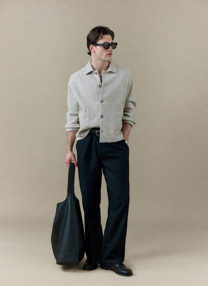 Men's Sorrento Overshirt Jacket - Linen - Cream | Percival Hot Sale