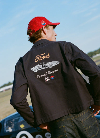 Men's GT40 Embroidered Canvas Jacket - Ford x Percival - Navy - Cotton | Percival Premium