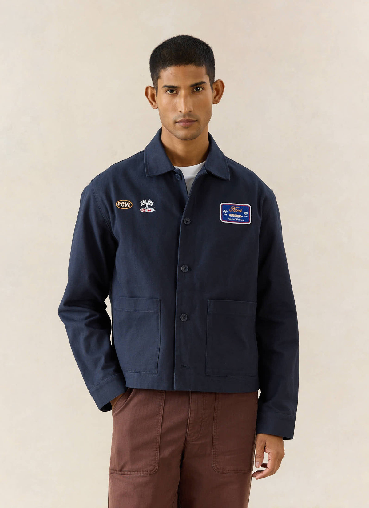 Men's GT40 Embroidered Canvas Jacket - Ford x Percival - Navy - Cotton | Percival Premium