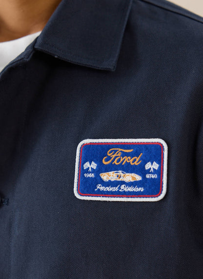 Men's GT40 Embroidered Canvas Jacket - Ford x Percival - Navy - Cotton | Percival Premium