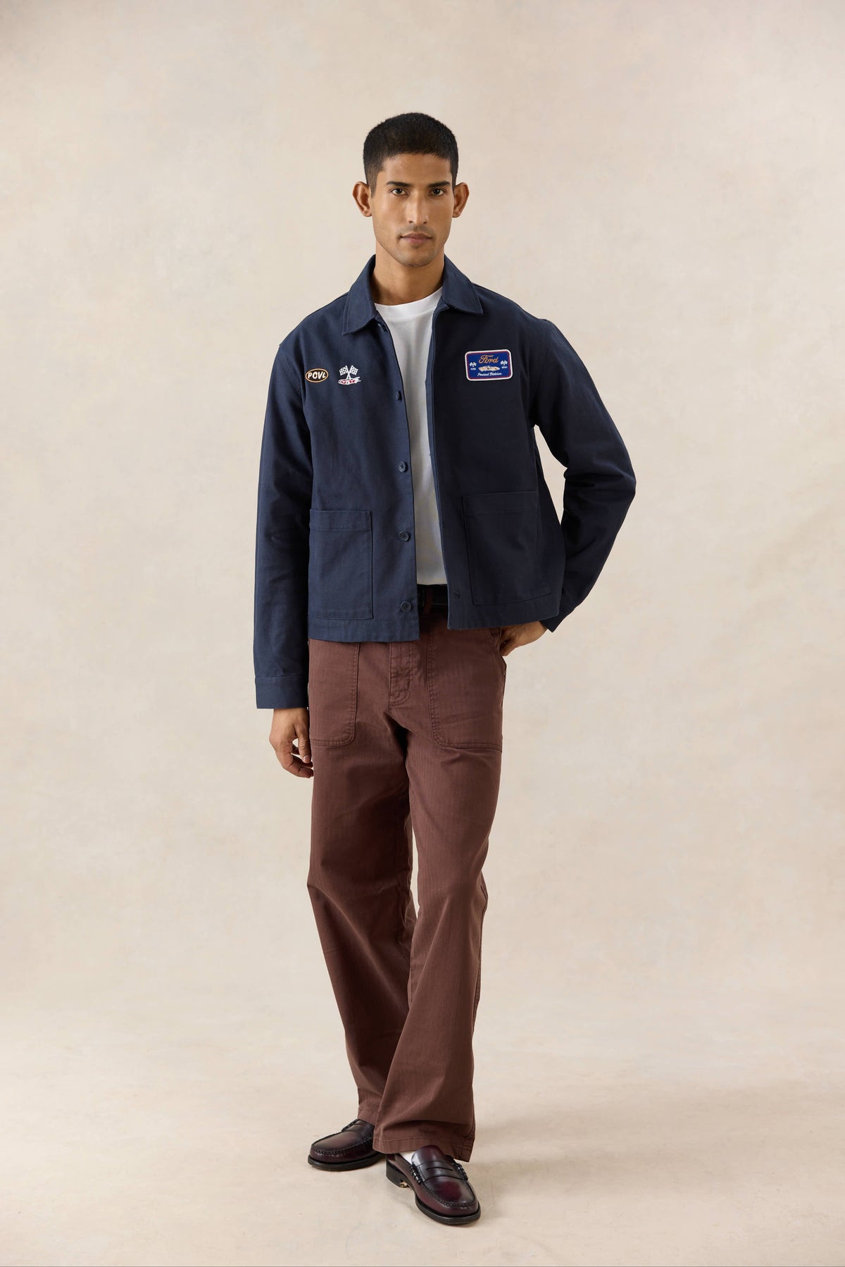 Men's GT40 Embroidered Canvas Jacket - Ford x Percival - Navy - Cotton | Percival Premium