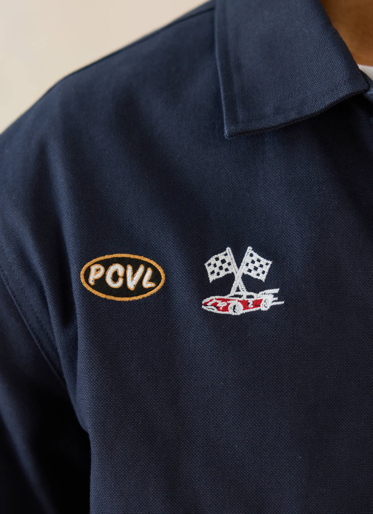 Men's GT40 Embroidered Canvas Jacket - Ford x Percival - Navy - Cotton | Percival Premium