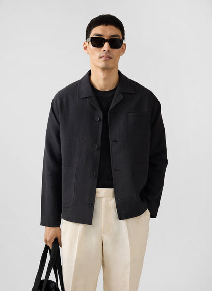 Men's Black Overshirt - 100% Linen | Percival Popular